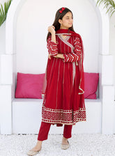 Abaan Zohan Embroidered Chiffon Suits Stitched 3 Piece - ABZO-007 JANNAT-MAROON