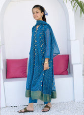 Abaan Zohan Embroidered Chiffon Suits Stitched 3 Piece - ABZO-010 HAYA-PEACOCK