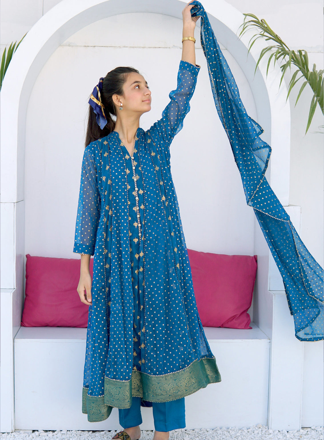Abaan Zohan Embroidered Chiffon Suits Stitched 3 Piece - ABZO-010 HAYA-PEACOCK Abaan Zohan Embroidered Chiffon Suits Stitched 3 Piece - ABZO-010 HAYA-PEACOCK