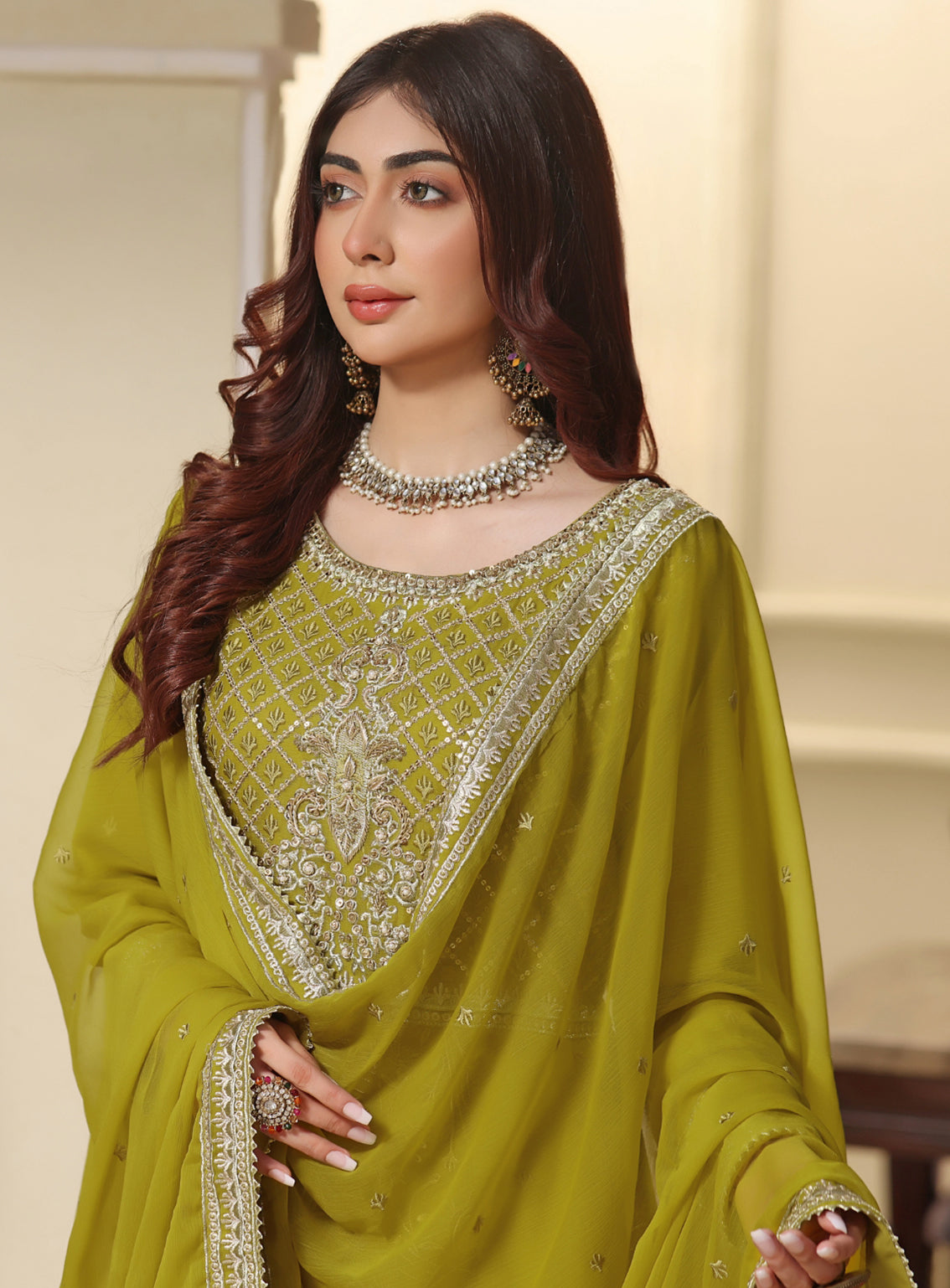 Abaan Zohan Formal Embroidered Chiffon Suits Stitched 3 Piece - ABZO24F-MEHREEB-DHANI Abaan Zohan Formal Embroidered Chiffon Suits Stitched 3 Piece - ABZO24F-MEHREEB-DHANI