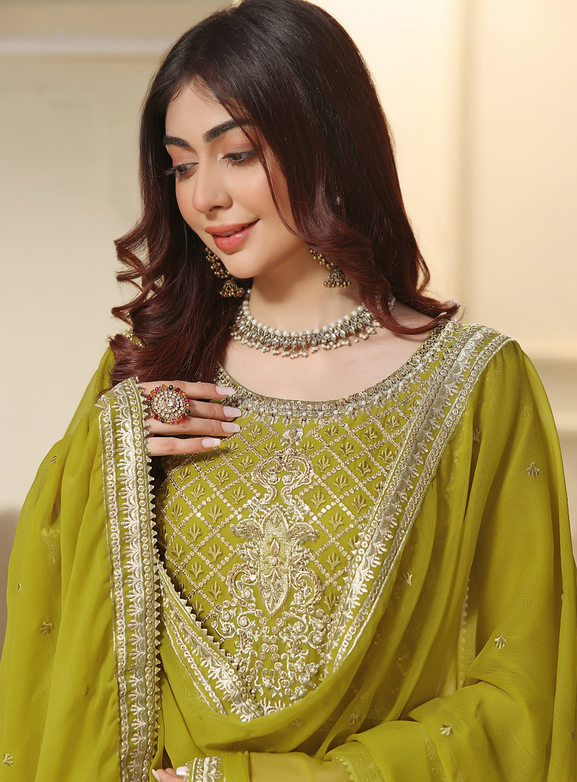 Abaan Zohan Formal Embroidered Chiffon Suits Stitched 3 Piece - ABZO24F-MEHREEB-DHANI Abaan Zohan Formal Embroidered Chiffon Suits Stitched 3 Piece - ABZO24F-MEHREEB-DHANI