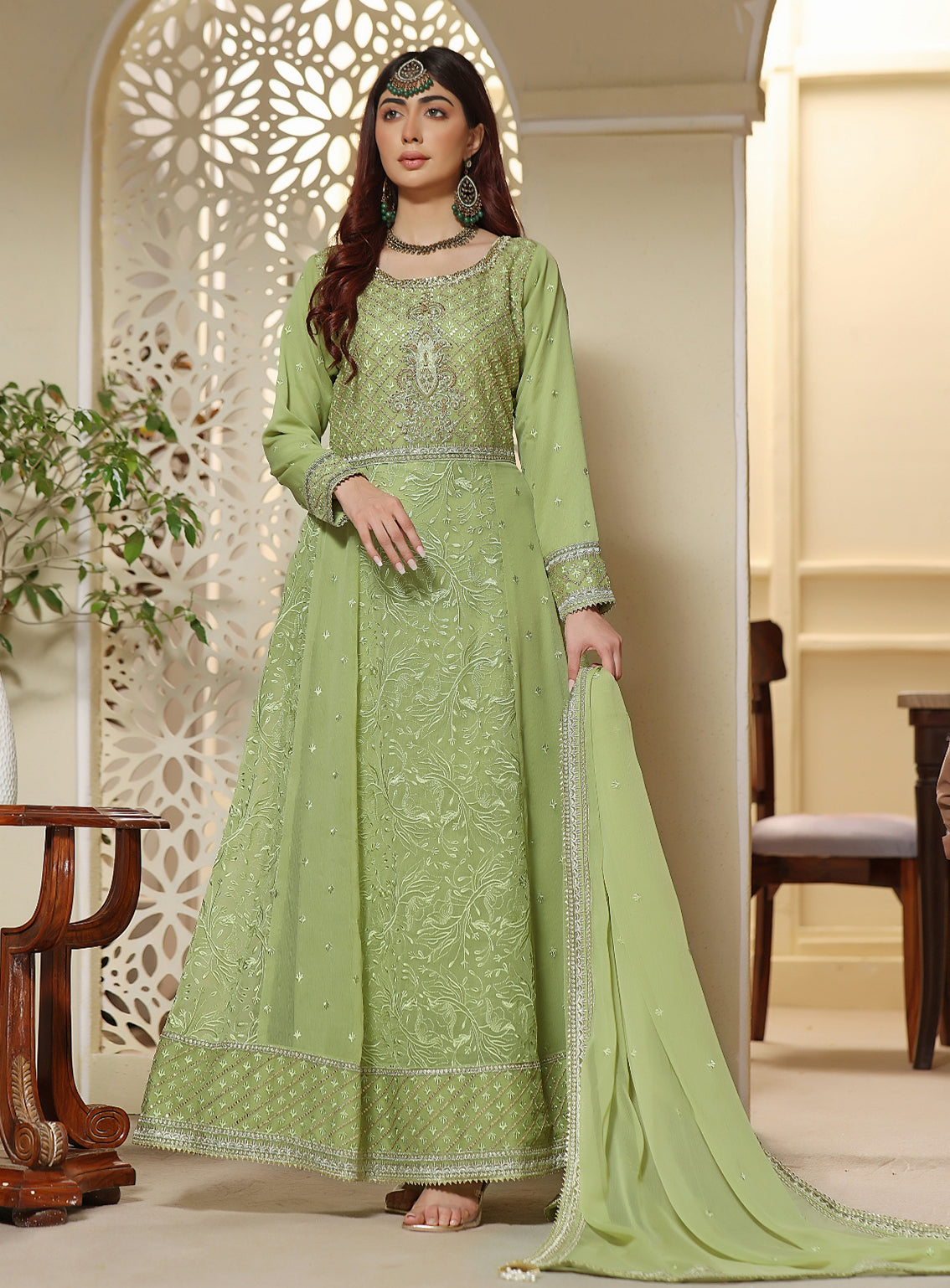 Abaan Zohan Formal Embroidered Chiffon Suits Stitched 3 Piece - ABZO24F-MEHREEB-MINT GREEN Abaan Zohan Formal Embroidered Chiffon Suits Stitched 3 Piece - ABZO24F-MEHREEB-MINT GREEN