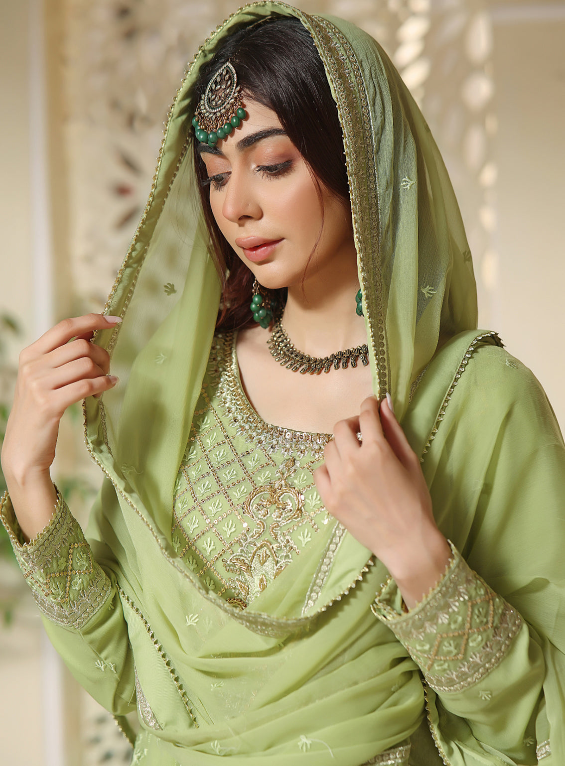 Abaan Zohan Formal Embroidered Chiffon Suits Stitched 3 Piece - ABZO24F-MEHREEB-MINT GREEN Abaan Zohan Formal Embroidered Chiffon Suits Stitched 3 Piece - ABZO24F-MEHREEB-MINT GREEN
