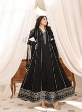 Abaan Zohan Formal Embroidered Chiffon Suits Stitched 4 Piece - ABZO24F-005-KASHISH-BLACK