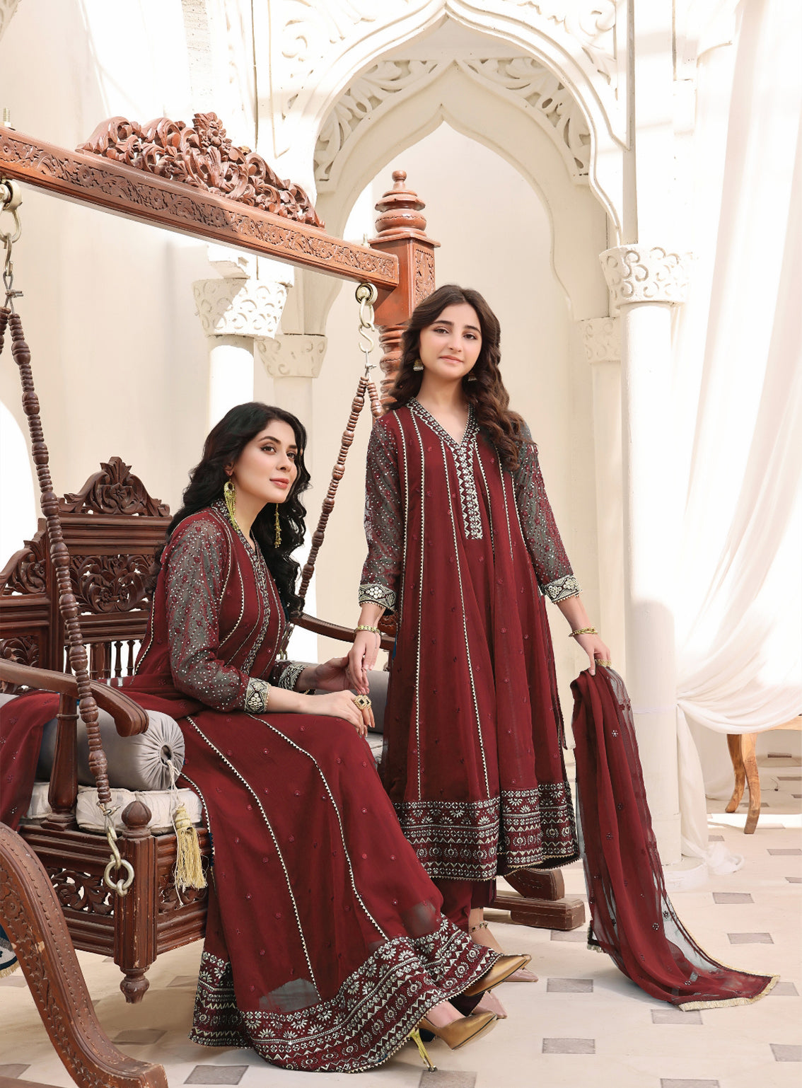 Abaan Zohan Formal Embroidered Chiffon Suits Stitched 4 Piece - ABZO24F-005-KASHISH-MAROON Abaan Zohan Formal Embroidered Chiffon Suits Stitched 4 Piece - ABZO24F-005-KASHISH-MAROON