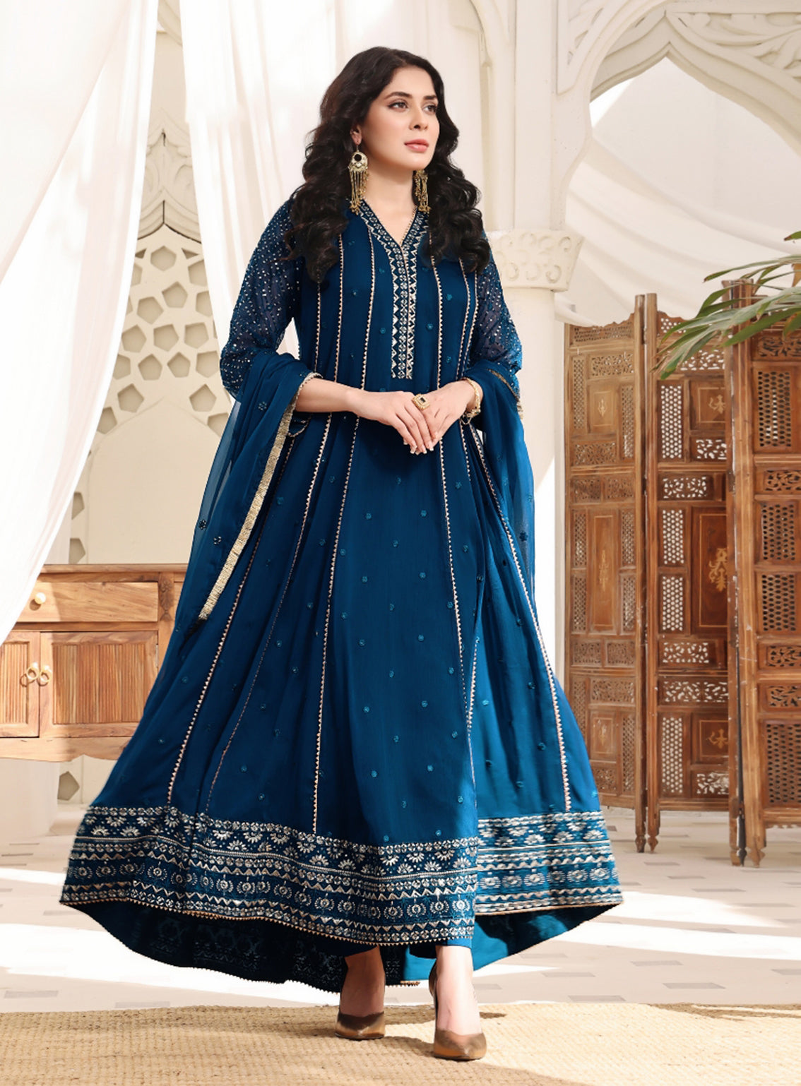 Abaan Zohan Formal Embroidered Chiffon Suits Stitched 4 Piece - ABZO24F-005-KASHISH-PEACOCK Abaan Zohan Formal Embroidered Chiffon Suits Stitched 4 Piece - ABZO24F-005-KASHISH-PEACOCK