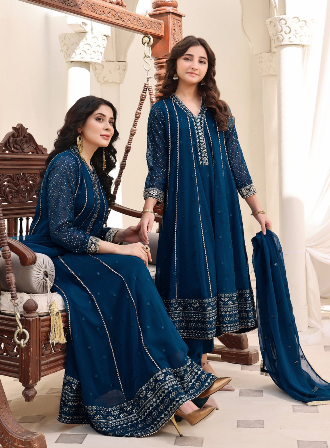 Abaan Zohan Formal Embroidered Chiffon Suits Stitched 4 Piece - ABZO24F-005-KASHISH-PEACOCK Abaan Zohan Formal Embroidered Chiffon Suits Stitched 4 Piece - ABZO24F-005-KASHISH-PEACOCK
