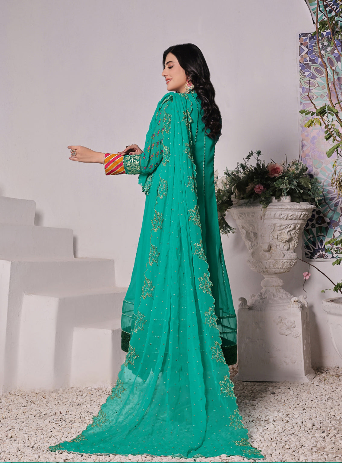 Abaan Zohan Formal Embroidered Chiffon Suits Stitched 4 Piece - ABZO24F-HOOR-AQUA GREEN Abaan Zohan Formal Embroidered Chiffon Suits Stitched 4 Piece - ABZO24F-HOOR-AQUA GREEN