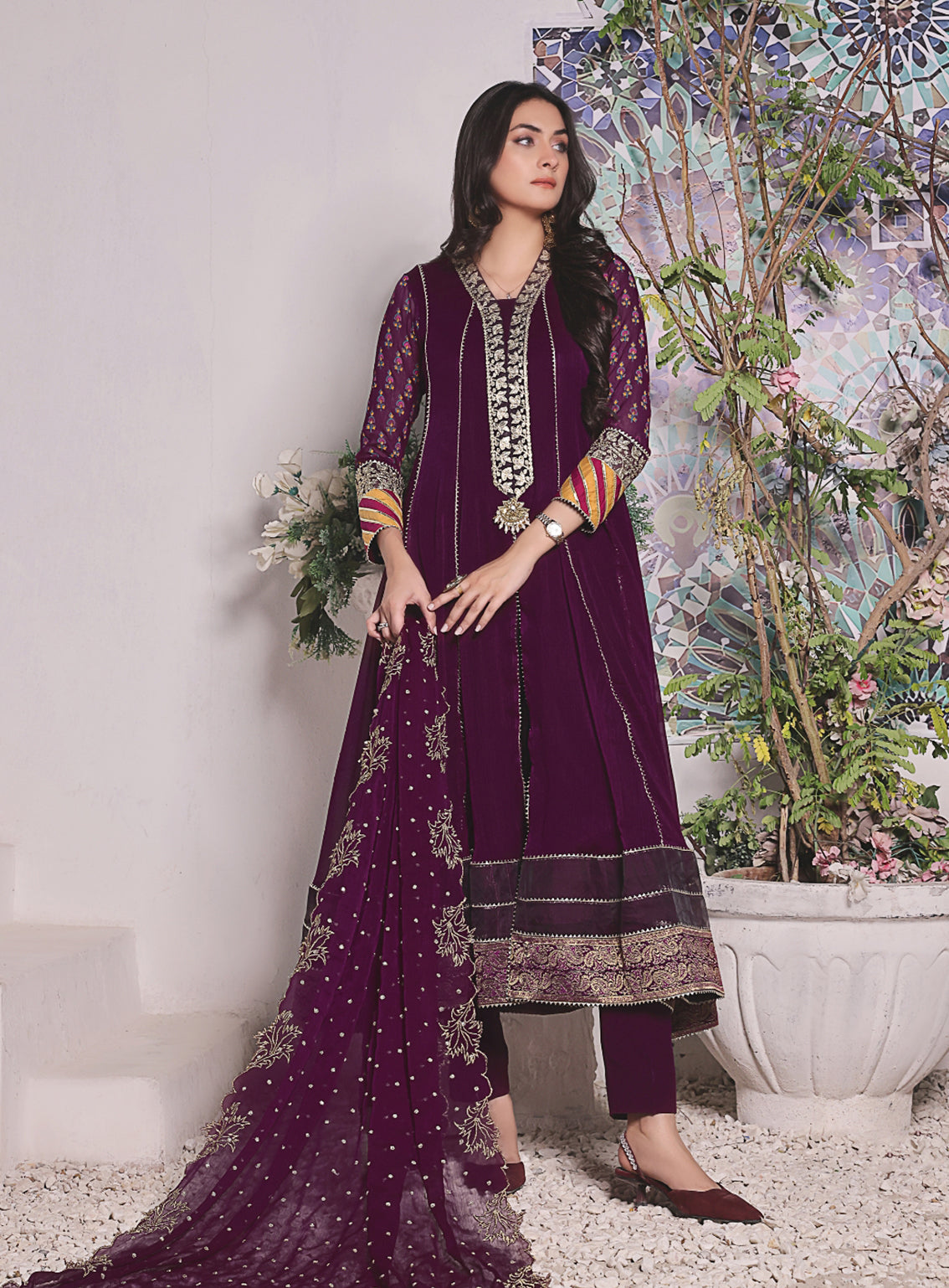 Abaan Zohan Formal Embroidered Chiffon Suits Stitched 4 Piece - ABZO24F-HOOR-PURPLE Abaan Zohan Formal Embroidered Chiffon Suits Stitched 4 Piece - ABZO24F-HOOR-PURPLE