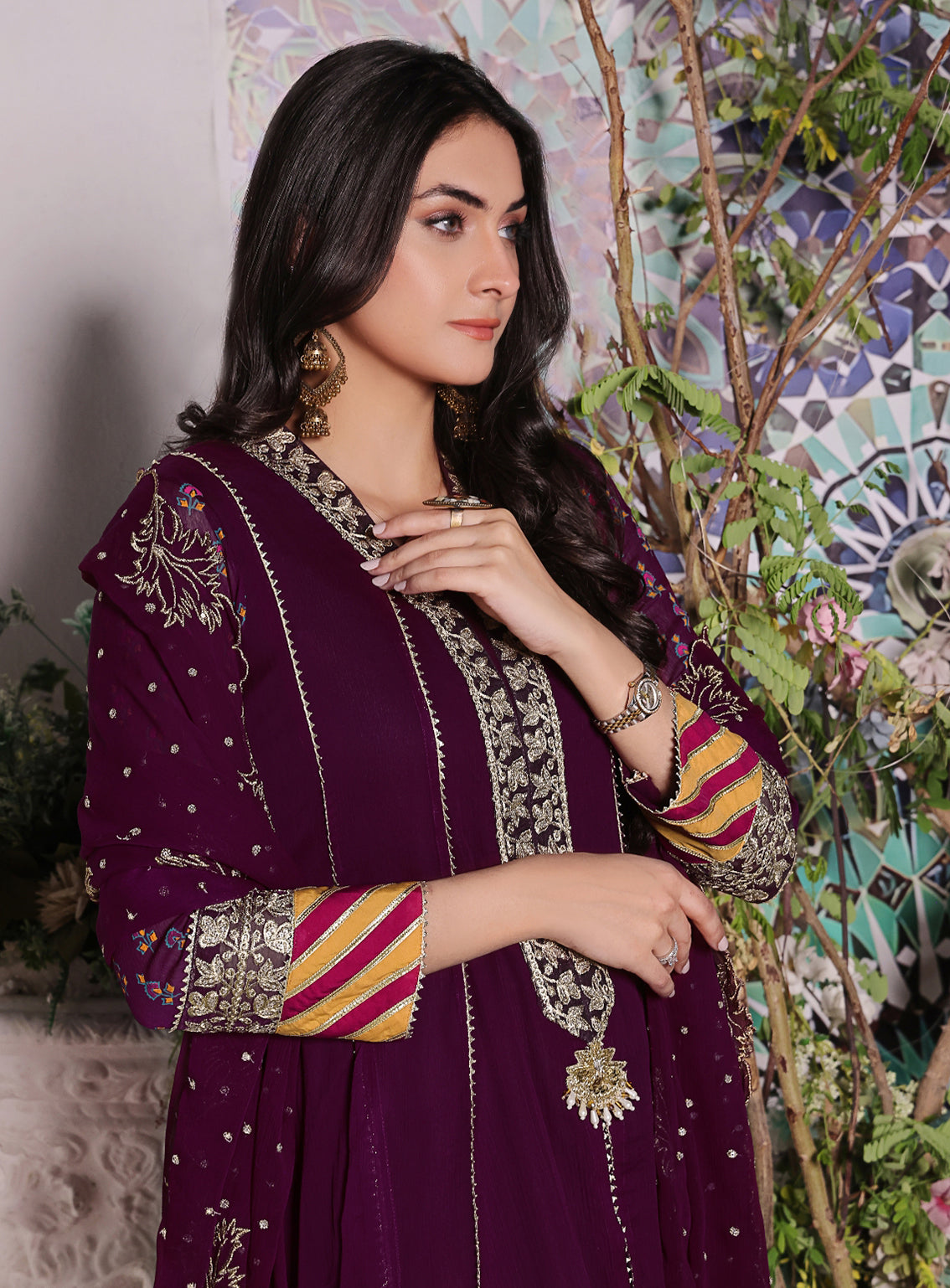Abaan Zohan Formal Embroidered Chiffon Suits Stitched 4 Piece - ABZO24F-HOOR-PURPLE Abaan Zohan Formal Embroidered Chiffon Suits Stitched 4 Piece - ABZO24F-HOOR-PURPLE