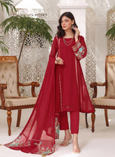 Abaan Zohan Formal Embroidered Chiffon Suits Stitched 4 Piece - ABZO24F-ZEENIA-RED