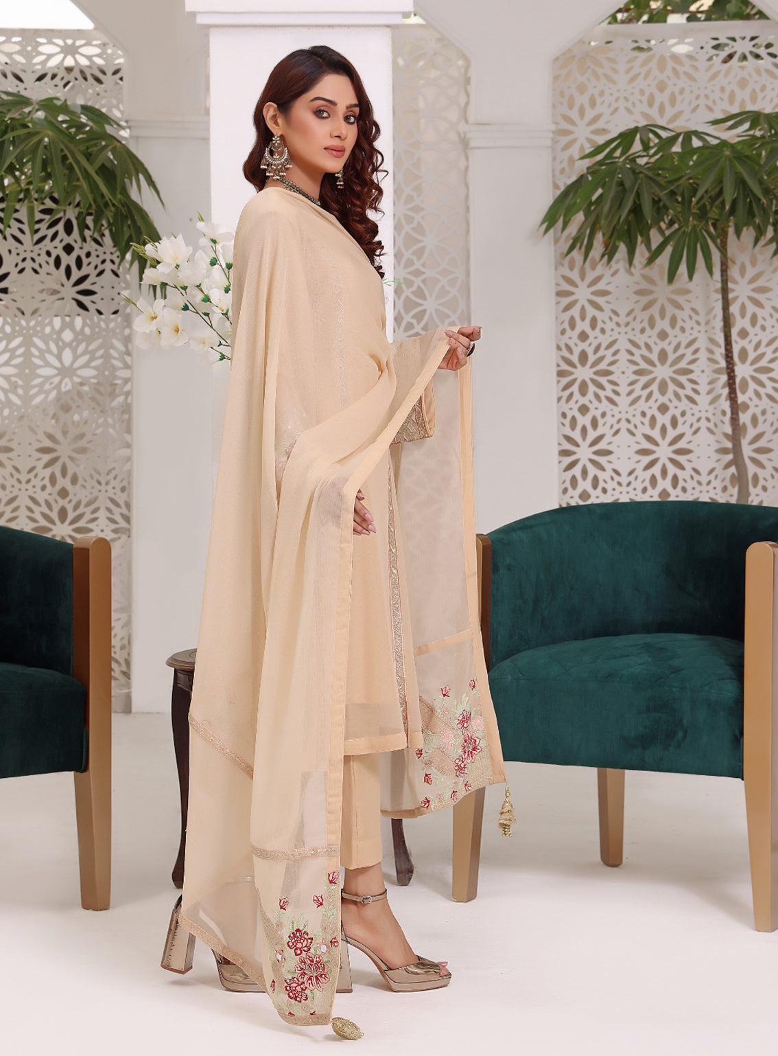 Abaan Zohan Formal Embroidered Chiffon Suits Stitched 4 Piece - ABZO24F-ZEENIA-SKIN Abaan Zohan Formal Embroidered Chiffon Suits Stitched 4 Piece - ABZO24F-ZEENIA-SKIN