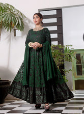 Abaan Zohan Luxury Embroidered Chiffon Suits Stitched 3 Piece - ABZO24W-003 SIYAAH-KAI GREEN