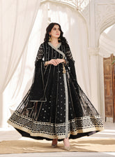 Abaan Zohan Luxury Embroidered Chiffon Suits Stitched 3 Piece - ABZO24W-004 NAYAAB-BLACK
