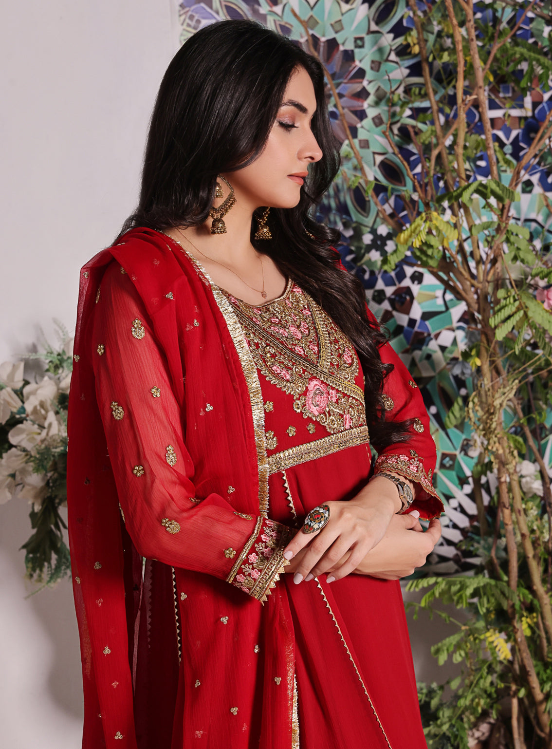 Abaan Zohan Luxury Embroidered Chiffon Suits Stitched 3 Piece - ABZO24W-008 NOORI-RED Abaan Zohan Luxury Embroidered Chiffon Suits Stitched 3 Piece - ABZO24W-008 NOORI-RED