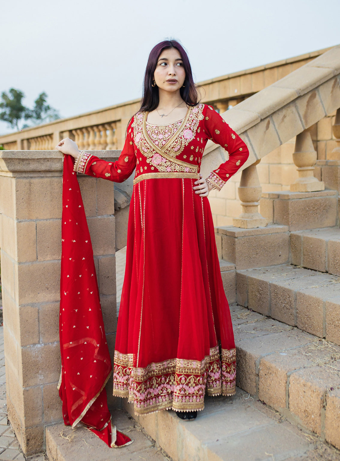 Abaan Zohan Luxury Embroidered Chiffon Suits Stitched 3 Piece - ABZO24W-008 NOORI-RED Abaan Zohan Luxury Embroidered Chiffon Suits Stitched 3 Piece - ABZO24W-008 NOORI-RED