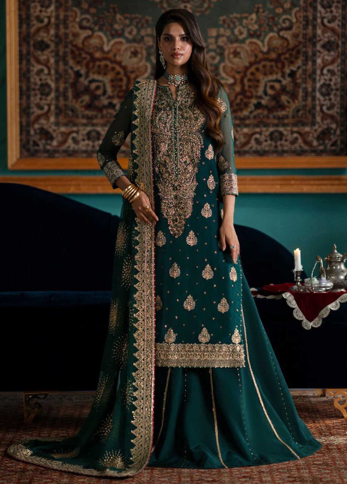 Afsaanah By Zevk Formal Embroidered Chiffon 3 Piece Unstitched Suit ZBP26AV2 D-5B ZAMRUD Afsaanah By Zevk Formal Embroidered Chiffon 3 Piece Unstitched Suit ZBP26AV2 D-5B ZAMRUD