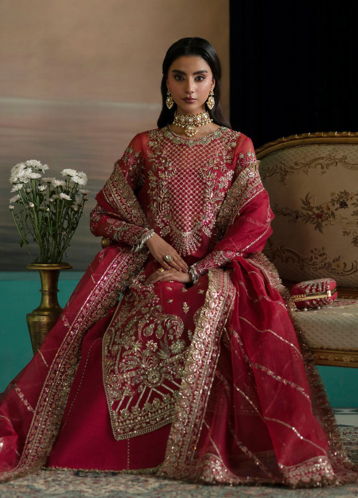 Afsaanah By Zevk Formal Embroidered Organza 3 Piece Unstitched Suit ZBP26AV2 D-03 GUL BAHAR Afsaanah By Zevk Formal Embroidered Organza 3 Piece Unstitched Suit ZBP26AV2 D-03 GUL BAHAR