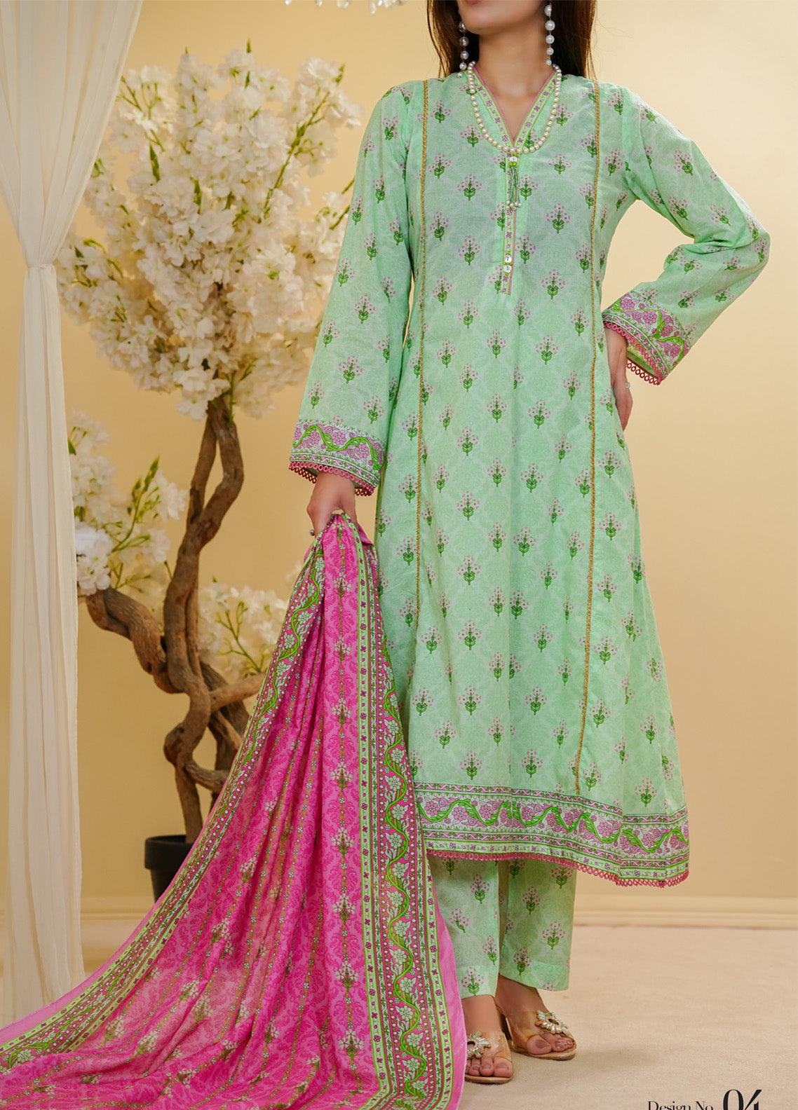 Aizal Printed Lawn Suits Stitched 3 Piece - AL25PFL 04 Aizal Printed Lawn Suits Stitched 3 Piece - AL25PFL 04