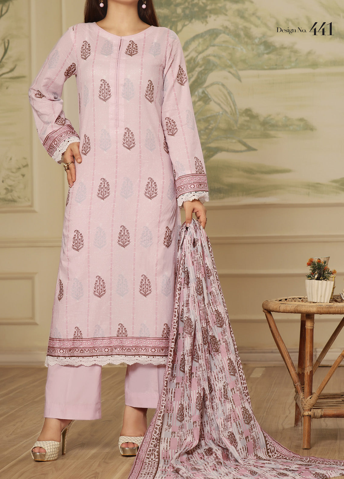 Aizal Printed Lawn Suits Stitched 3 Piece - AL25PL 441 Aizal Printed Lawn Suits Stitched 3 Piece - AL25PL 441