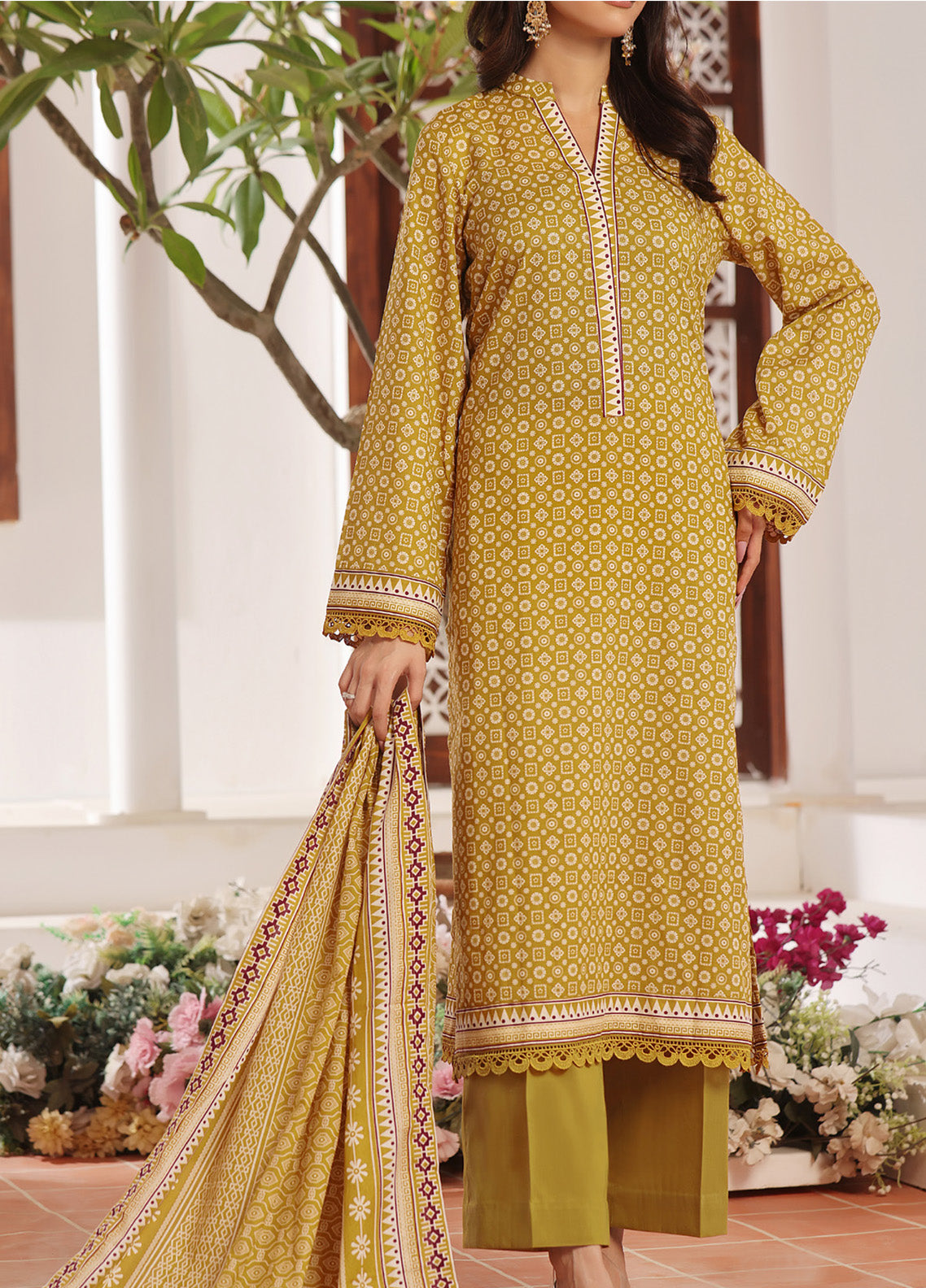 Aizal Printed Lawn Suits Stitched 3 Piece - AL25PL 444 Aizal Printed Lawn Suits Stitched 3 Piece - AL25PL 444