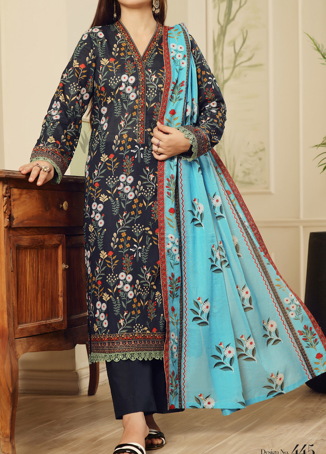 Aizal Printed Lawn Suits Stitched 3 Piece - AL25PL 445 Aizal Printed Lawn Suits Stitched 3 Piece - AL25PL 445