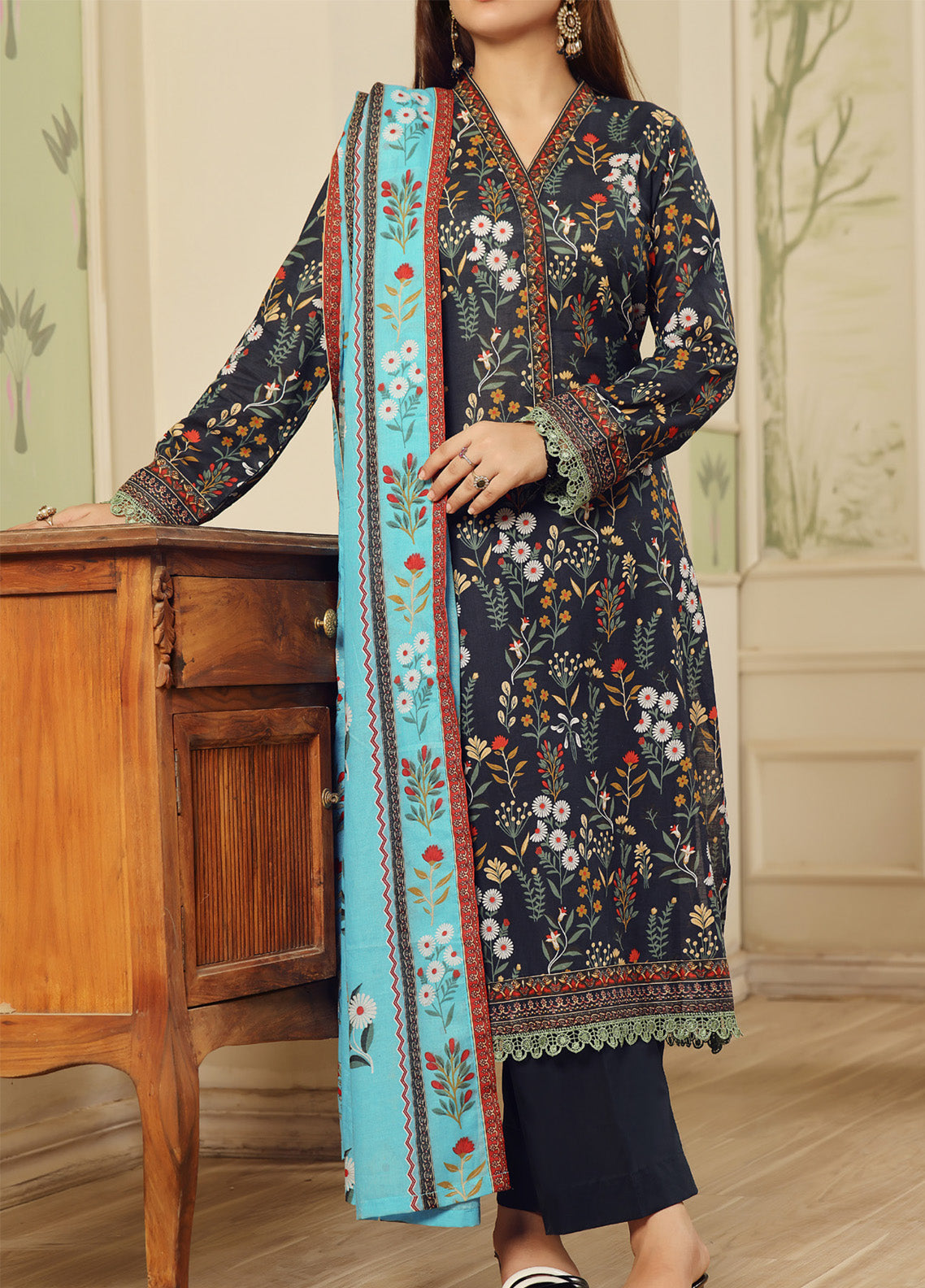 Aizal Printed Lawn Suits Stitched 3 Piece - AL25PL 445 Aizal Printed Lawn Suits Stitched 3 Piece - AL25PL 445