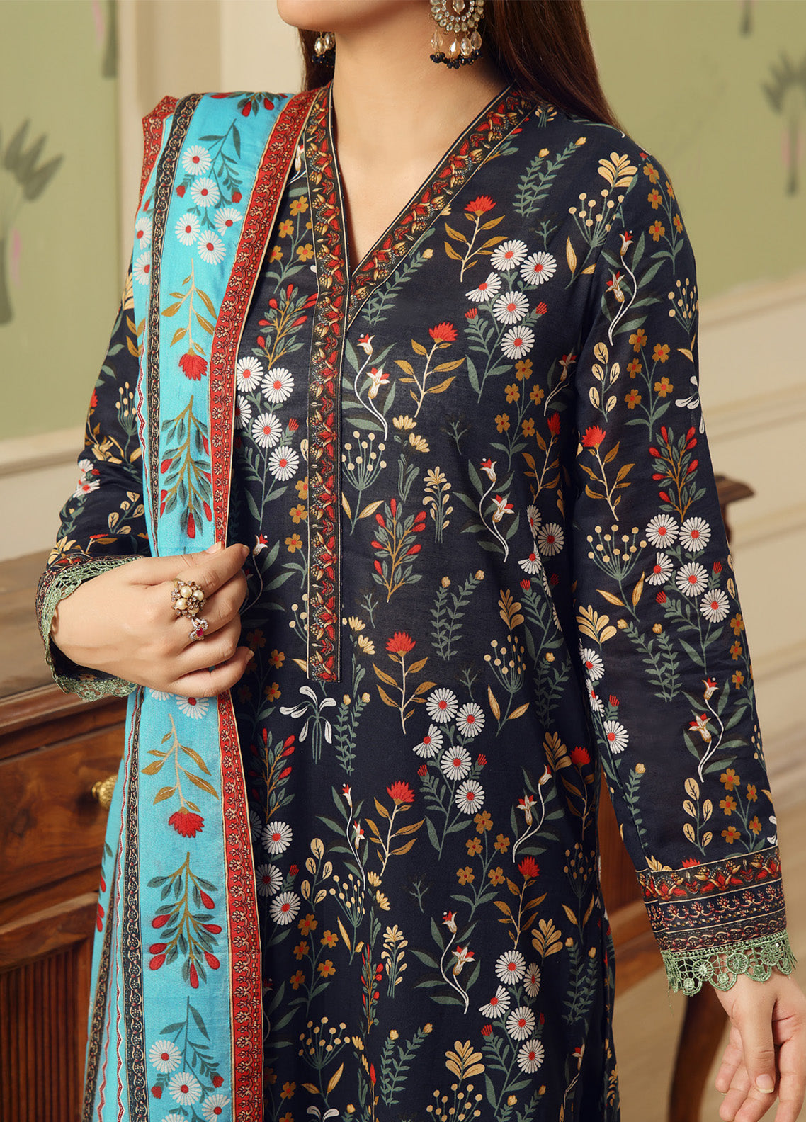 Aizal Printed Lawn Suits Stitched 3 Piece - AL25PL 445 Aizal Printed Lawn Suits Stitched 3 Piece - AL25PL 445