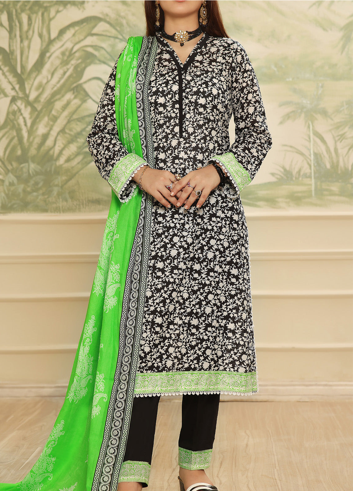 Aizal Printed Lawn Suits Stitched 3 Piece - AL25PL 450 Aizal Printed Lawn Suits Stitched 3 Piece - AL25PL 450