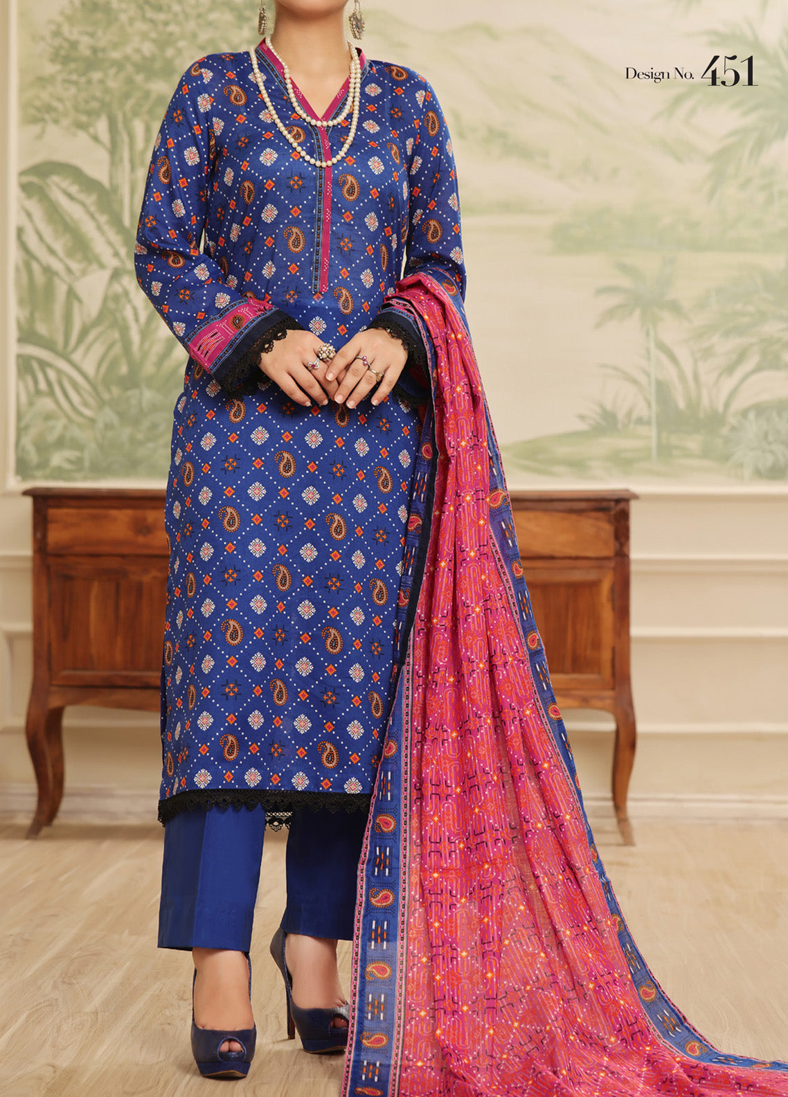 Aizal Printed Lawn Suits Stitched 3 Piece - AL25PL 451 Aizal Printed Lawn Suits Stitched 3 Piece - AL25PL 451