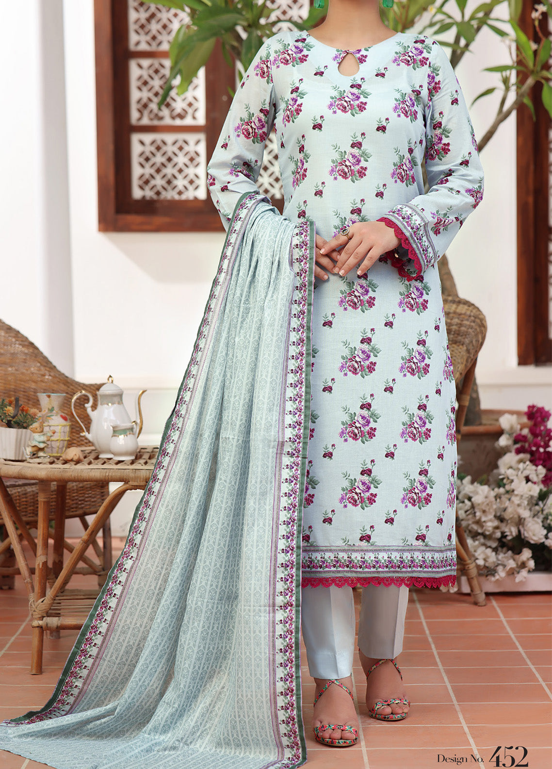 Aizal Printed Lawn Suits Stitched 3 Piece - AL25PL 452 Aizal Printed Lawn Suits Stitched 3 Piece - AL25PL 452