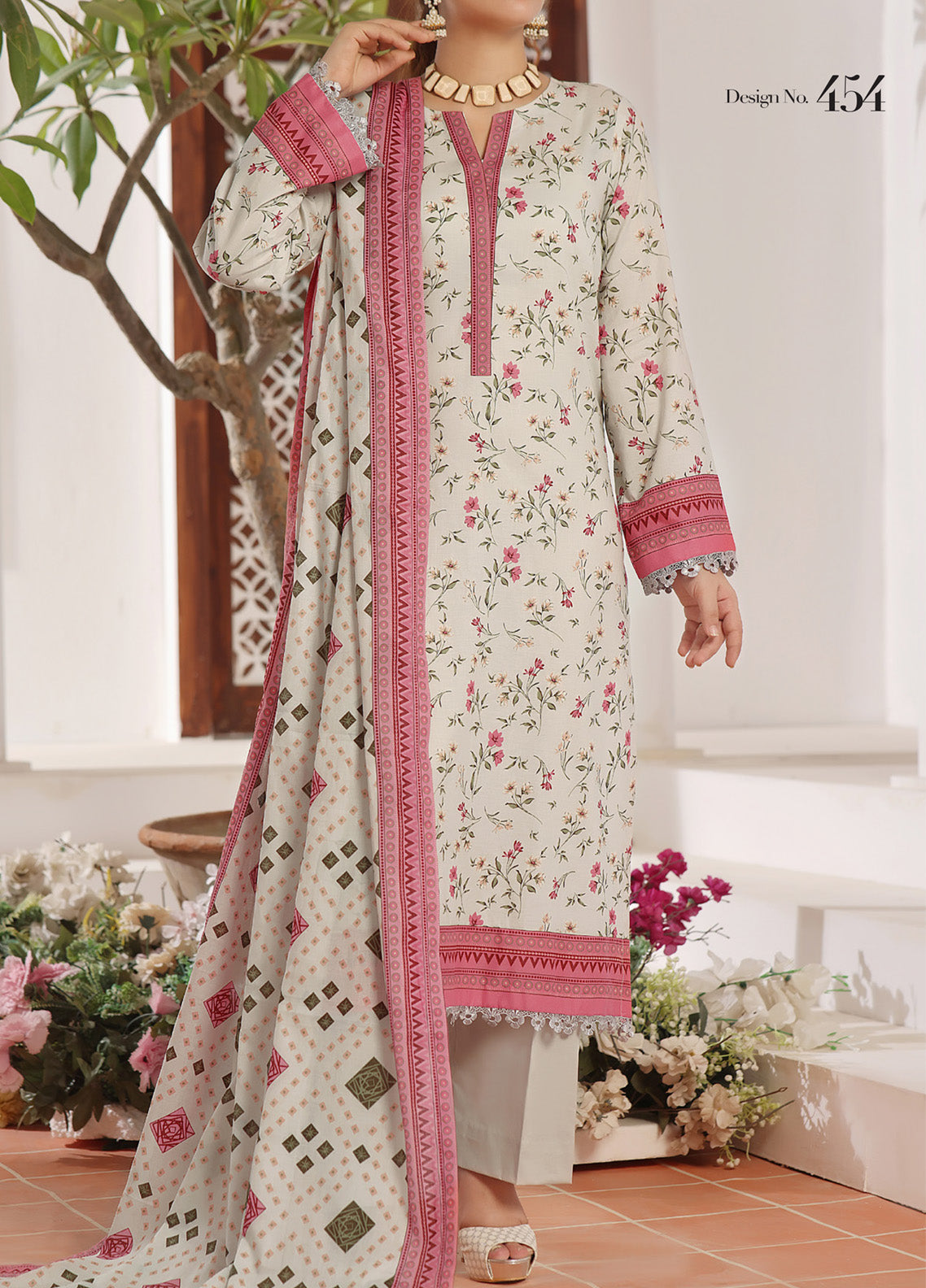 Aizal Printed Lawn Suits Stitched 3 Piece - AL25PL 454 Aizal Printed Lawn Suits Stitched 3 Piece - AL25PL 454