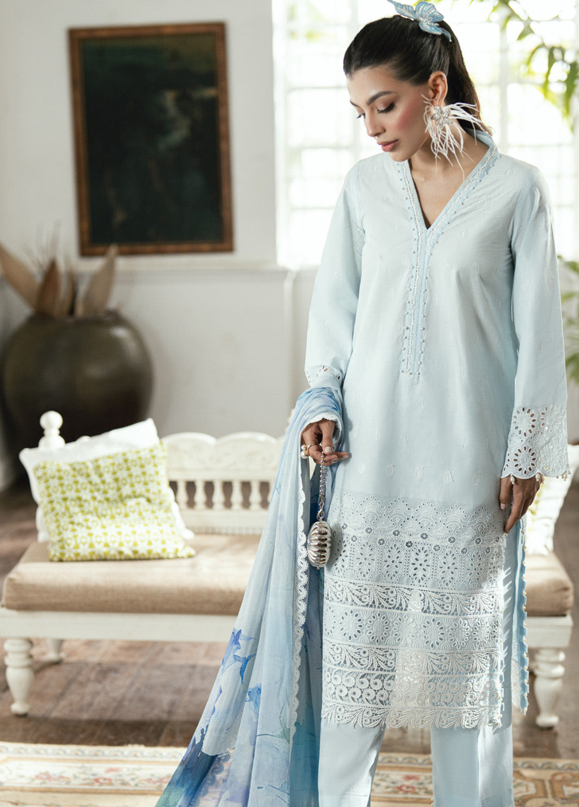 Al Zohaib Embroidered LaserKari Schiffli Suit Unstitched 3 Piece - AZ25LKP 02 Al Zohaib Embroidered LaserKari Schiffli Suit Unstitched 3 Piece - AZ25LKP 02