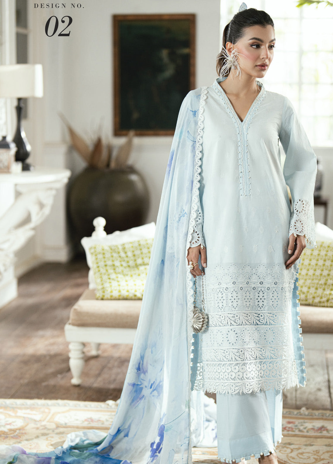 Al Zohaib Embroidered LaserKari Schiffli Suit Unstitched 3 Piece - AZ25LKP 02 Al Zohaib Embroidered LaserKari Schiffli Suit Unstitched 3 Piece - AZ25LKP 02