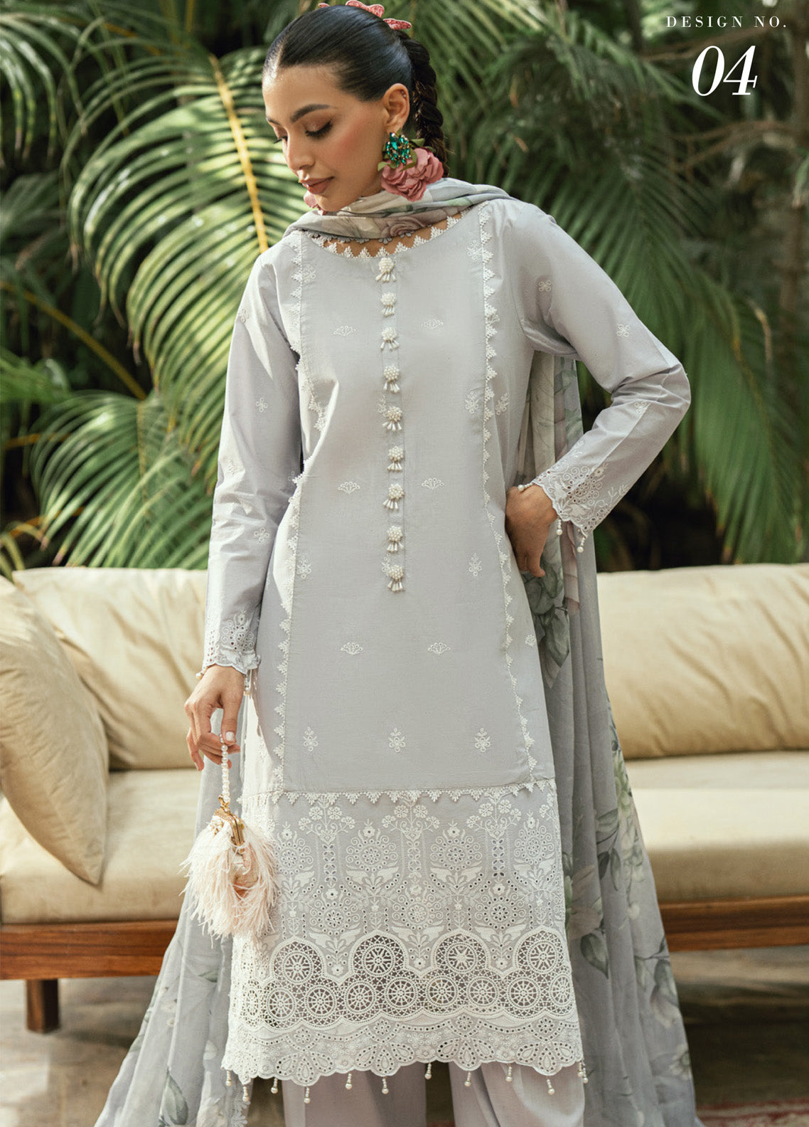 Al Zohaib Embroidered LaserKari Schiffli Suit Unstitched 3 Piece - AZ25LKP 04 Al Zohaib Embroidered LaserKari Schiffli Suit Unstitched 3 Piece - AZ25LKP 04
