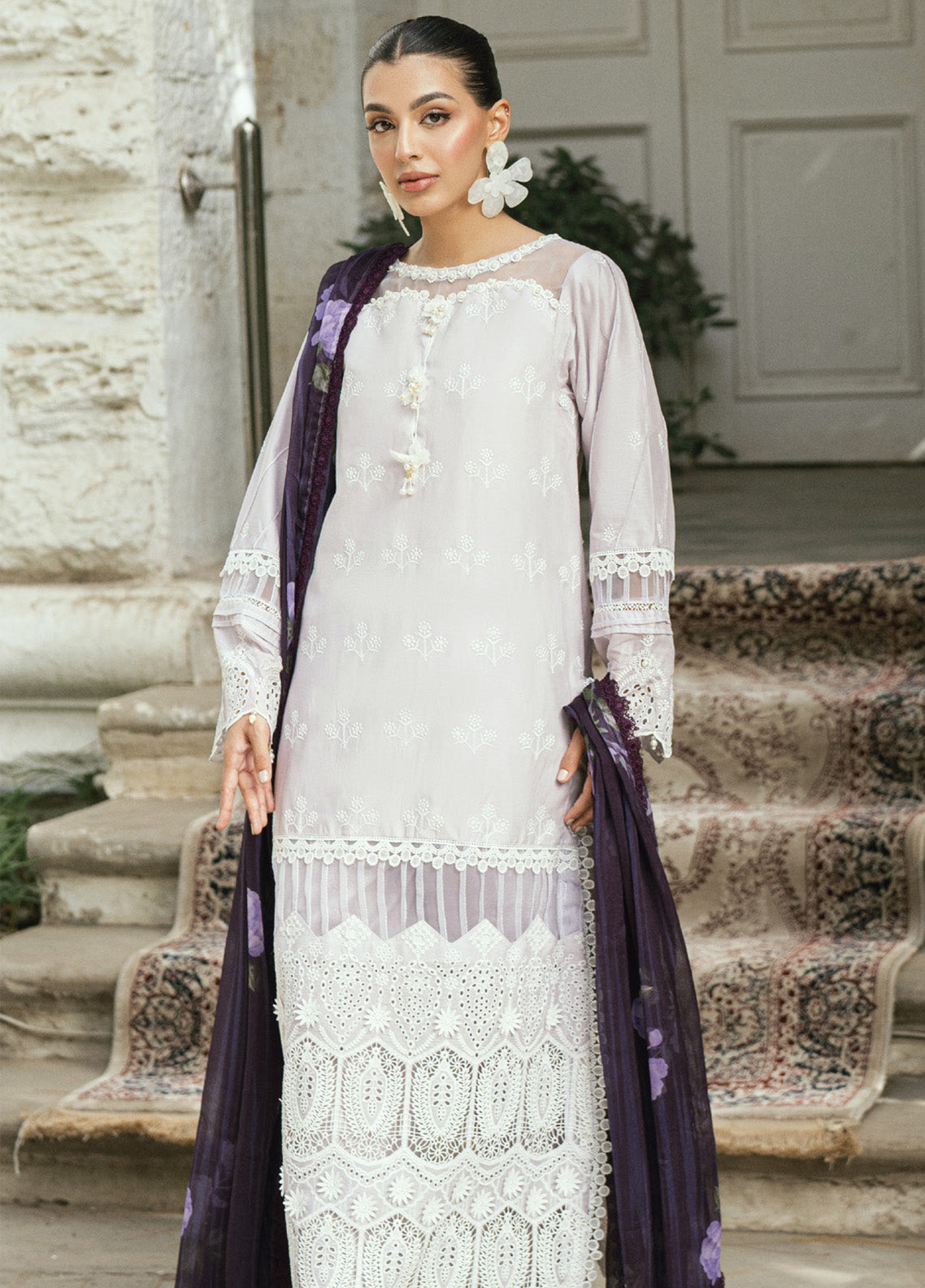 Al Zohaib Embroidered LaserKari Schiffli Suit Unstitched 3 Piece - AZ25LKP 06 Al Zohaib Embroidered LaserKari Schiffli Suit Unstitched 3 Piece - AZ25LKP 06