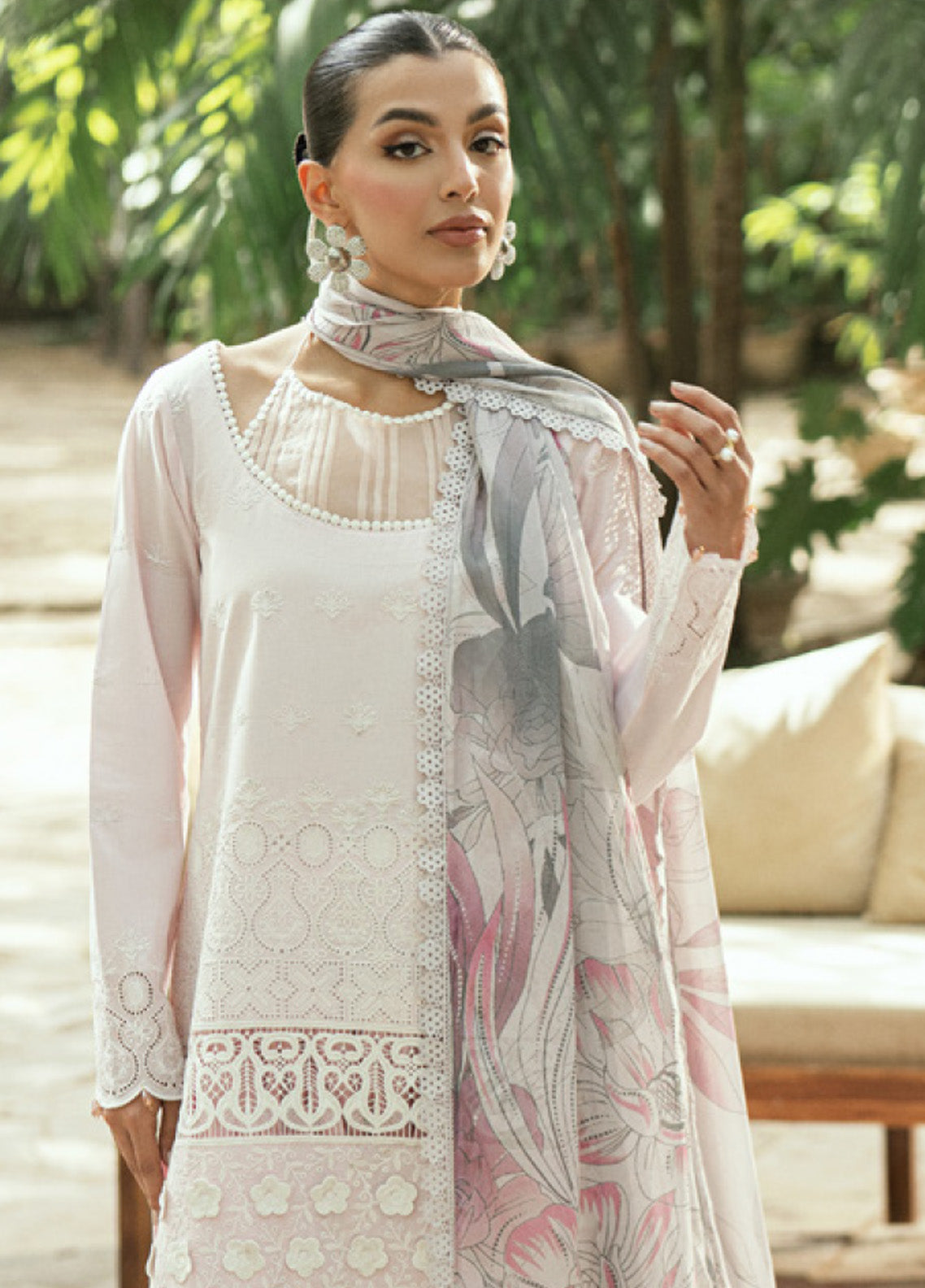 Al Zohaib Embroidered LaserKari Schiffli Suit Unstitched 3 Piece - AZ25LKP 07 Al Zohaib Embroidered LaserKari Schiffli Suit Unstitched 3 Piece - AZ25LKP 07