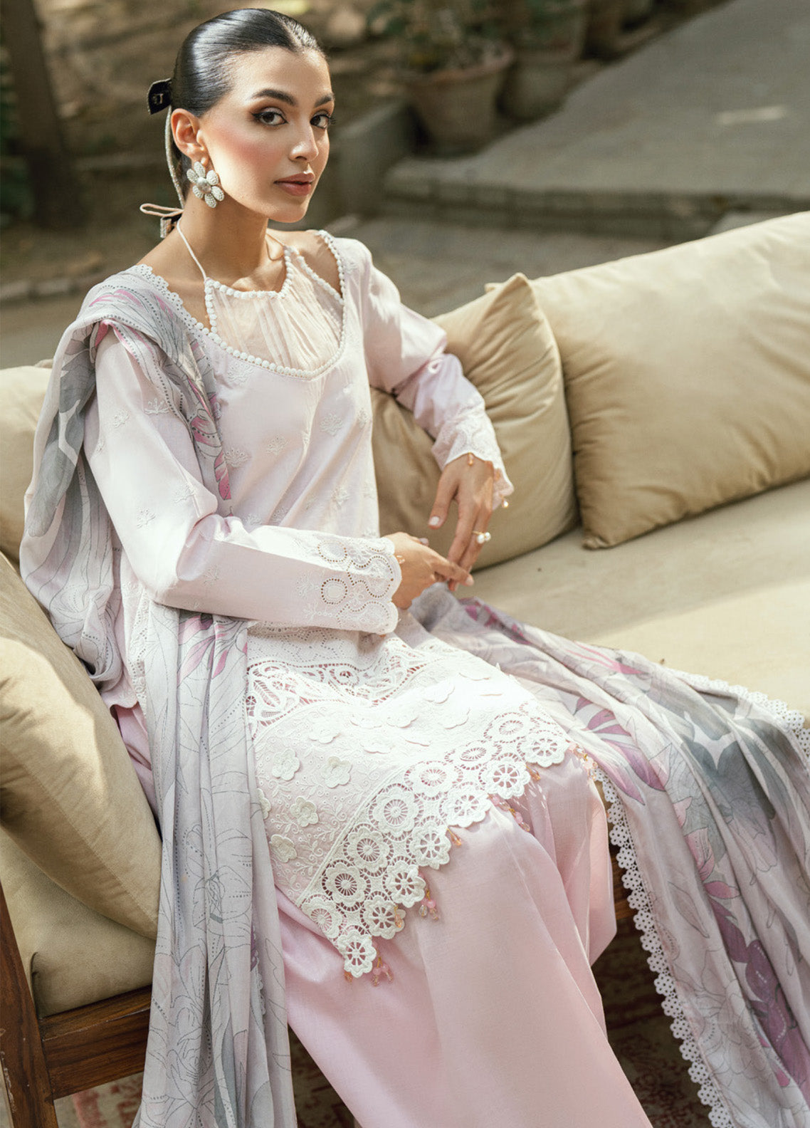 Al Zohaib Embroidered LaserKari Schiffli Suit Unstitched 3 Piece - AZ25LKP 07 Al Zohaib Embroidered LaserKari Schiffli Suit Unstitched 3 Piece - AZ25LKP 07