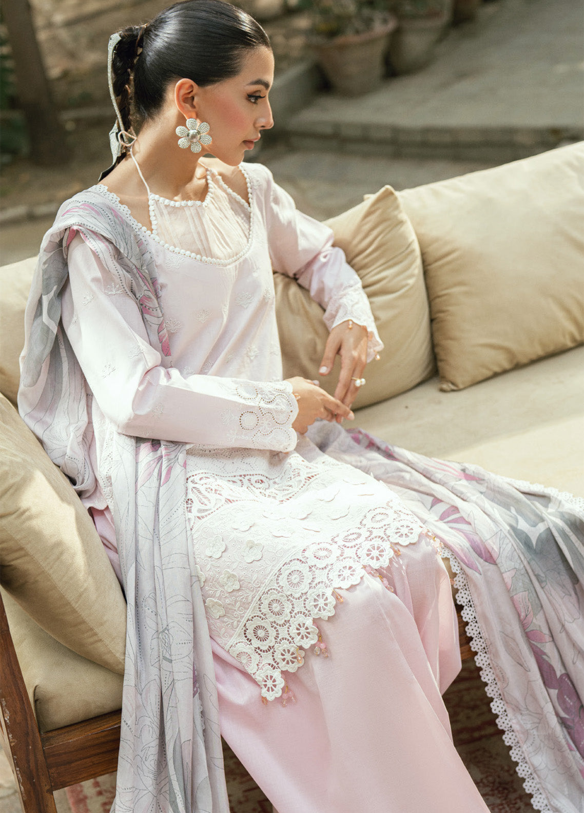 Al Zohaib Embroidered LaserKari Schiffli Suit Unstitched 3 Piece - AZ25LKP 07 Al Zohaib Embroidered LaserKari Schiffli Suit Unstitched 3 Piece - AZ25LKP 07