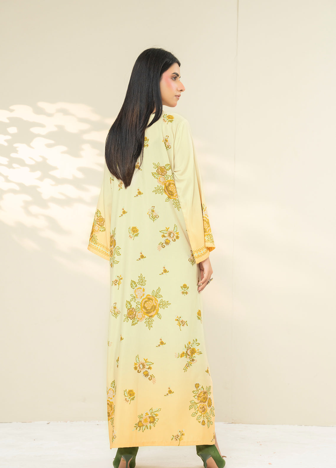 Allure Kaftan By Amani Pret Printed Lawn 1 Piece Stitched Kurti AP26AKP D-UR-1111 LUSTRE Yellow - Back View Allure Kaftan By Amani Pret Printed Lawn 1 Piece Stitched Kurti AP26AKP D-UR-1111 LUSTRE Yellow - Back View