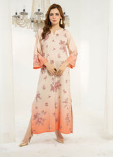 Allure Kaftan By Amani Pret Printed Lawn 1 Piece Stitched Kurti AP26AKP D-UR-1112 ECLAT Peach - Front View