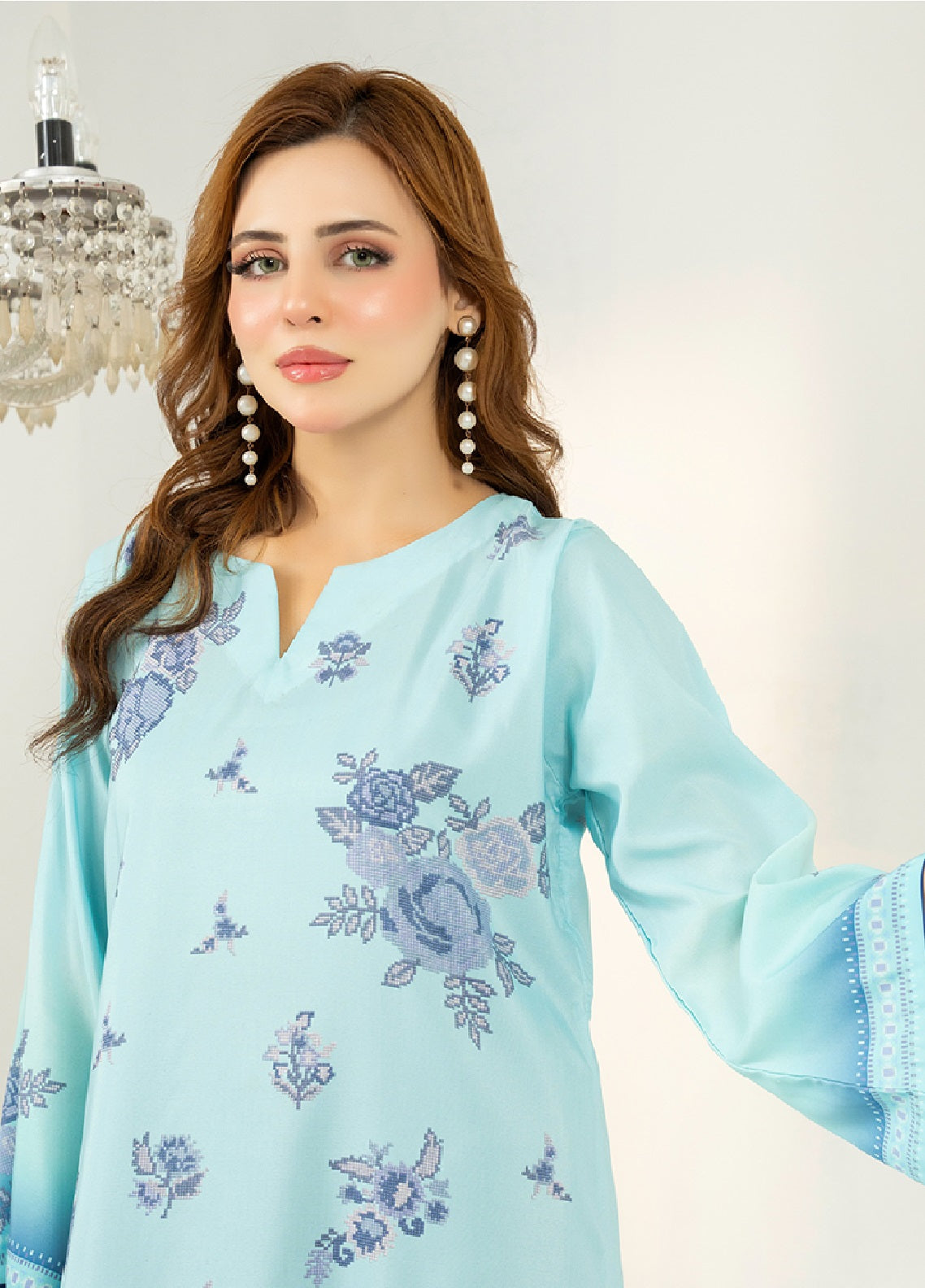 Allure Kaftan By Amani Pret Printed Lawn 1 Piece Stitched Kurti AP26AKP D-UR-1113 VELOUR Aqua - Detail Allure Kaftan By Amani Pret Printed Lawn 1 Piece Stitched Kurti AP26AKP D-UR-1113 VELOUR Aqua - Detail