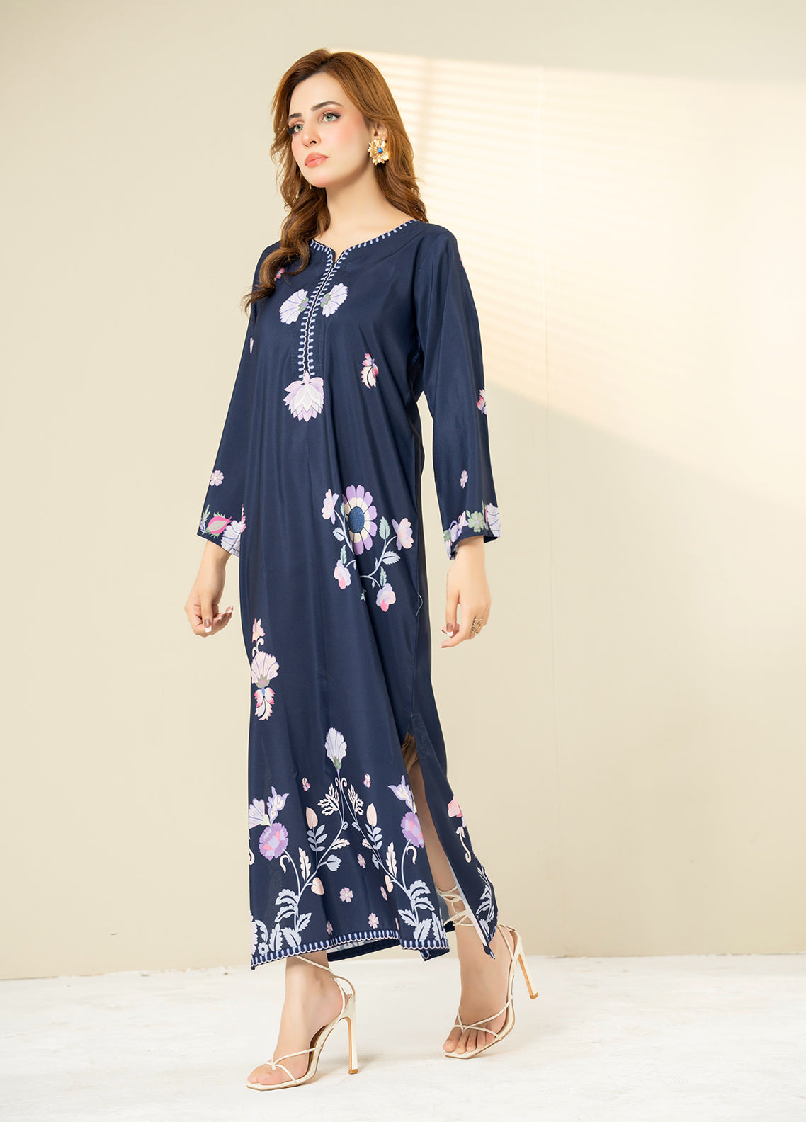 Allure Kaftan By Amani Pret Printed Lawn 1 Piece Stitched Kurti AP26AKP D-UR-1114 AURA Navy - Front View Allure Kaftan By Amani Pret Printed Lawn 1 Piece Stitched Kurti AP26AKP D-UR-1114 AURA Navy - Front View