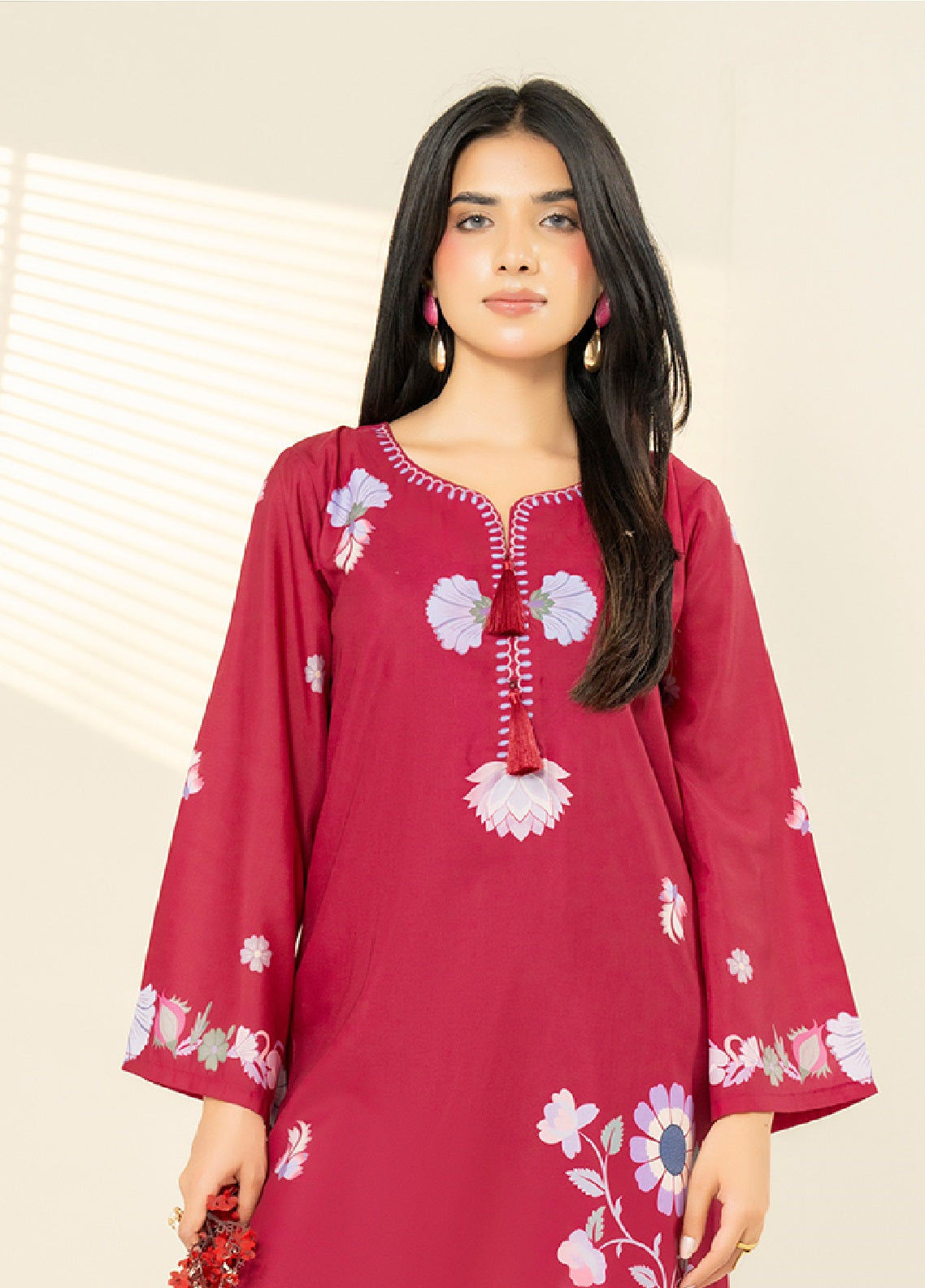 Allure Kaftan By Amani Pret Printed Lawn 1 Piece Stitched Kurti AP26AKP D-UR-1115 ENVY Maroon - Detail Allure Kaftan By Amani Pret Printed Lawn 1 Piece Stitched Kurti AP26AKP D-UR-1115 ENVY Maroon - Detail