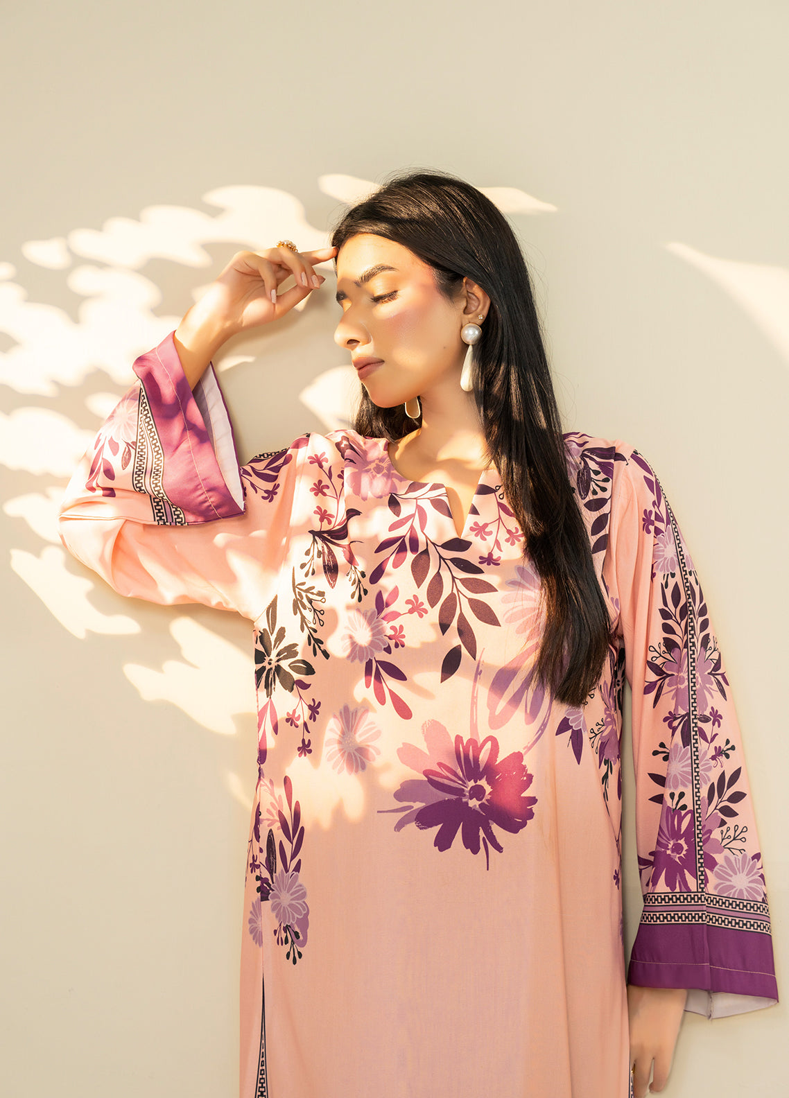 Allure Kaftan By Amani Pret Printed Lawn 1 Piece Stitched Kurti AP26AKP D-UR-1120 SWAY Peach - Detail Allure Kaftan By Amani Pret Printed Lawn 1 Piece Stitched Kurti AP26AKP D-UR-1120 SWAY Peach - Detail