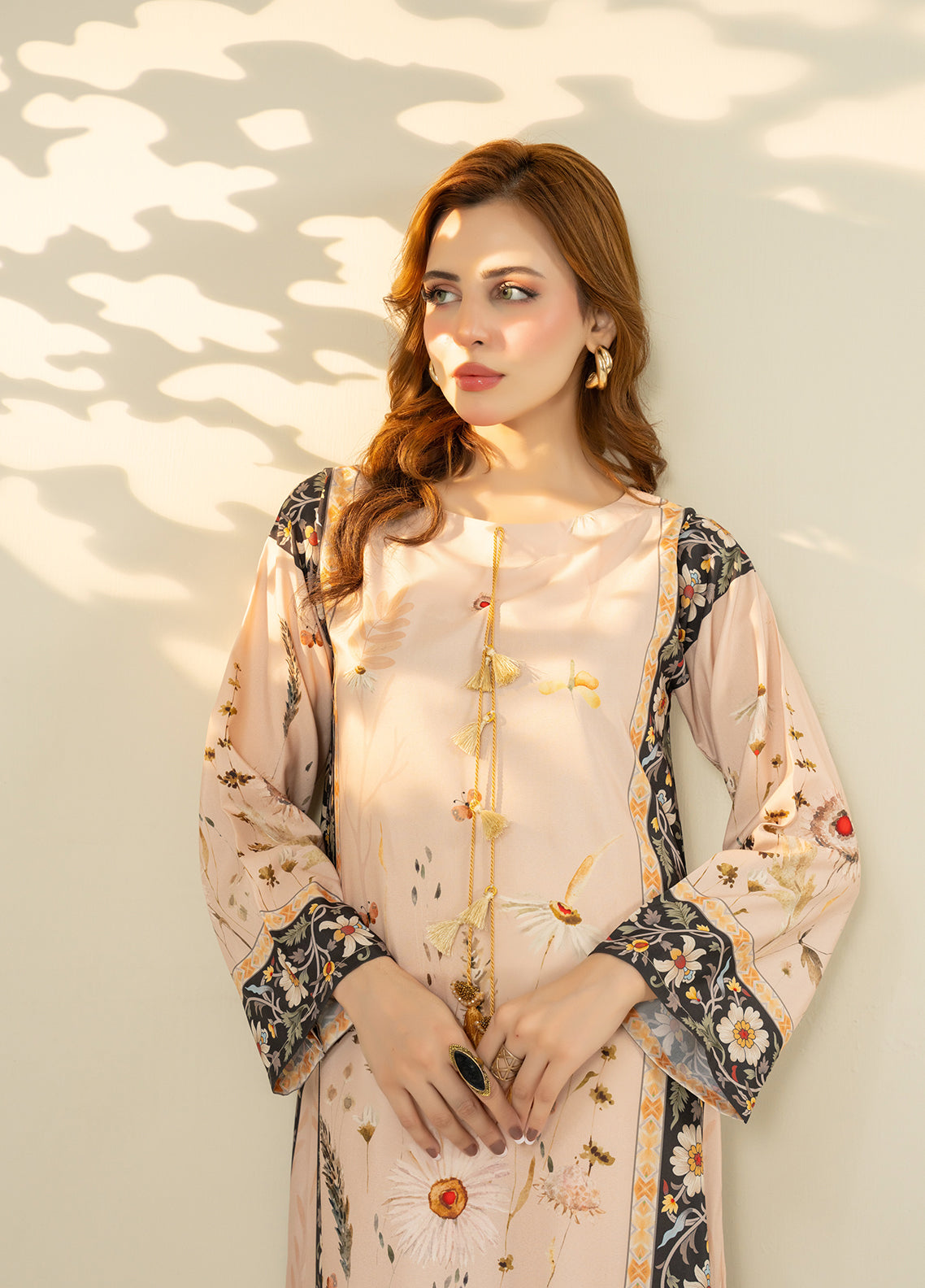 Allure Kaftan By Amani Pret Printed Silk 1 Piece Stitched Kurti AP26AKP D-UR-1119 GLINT Beige - Detail Allure Kaftan By Amani Pret Printed Silk 1 Piece Stitched Kurti AP26AKP D-UR-1119 GLINT Beige - Detail