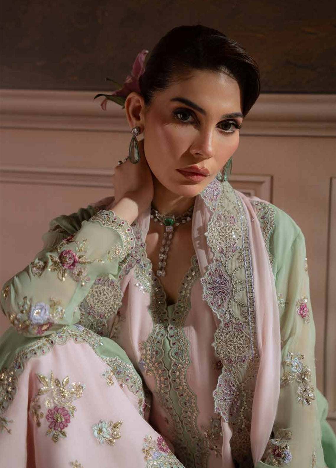 Amaya By Nureh Luxury Embroidered Chiffon 3 Piece Unstitched Suit NU26ALECV2 D-AM-43 Amaya By Nureh Luxury Embroidered Chiffon 3 Piece Unstitched Suit NU26ALECV2 D-AM-43