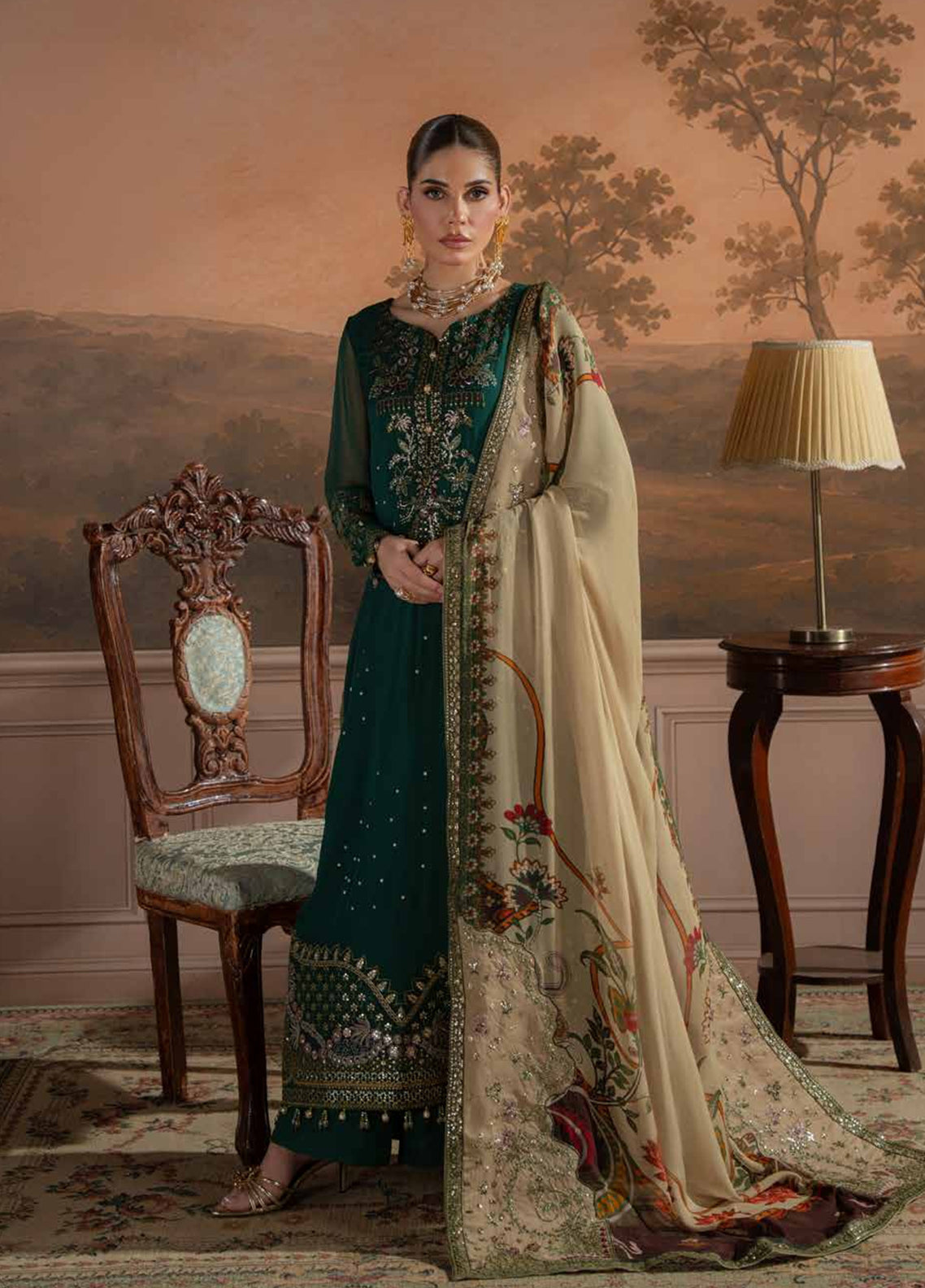 Amaya By Nureh Luxury Embroidered Chiffon 3 Piece Unstitched Suit NU26ALECV2 D-AM-44 Amaya By Nureh Luxury Embroidered Chiffon 3 Piece Unstitched Suit NU26ALECV2 D-AM-44