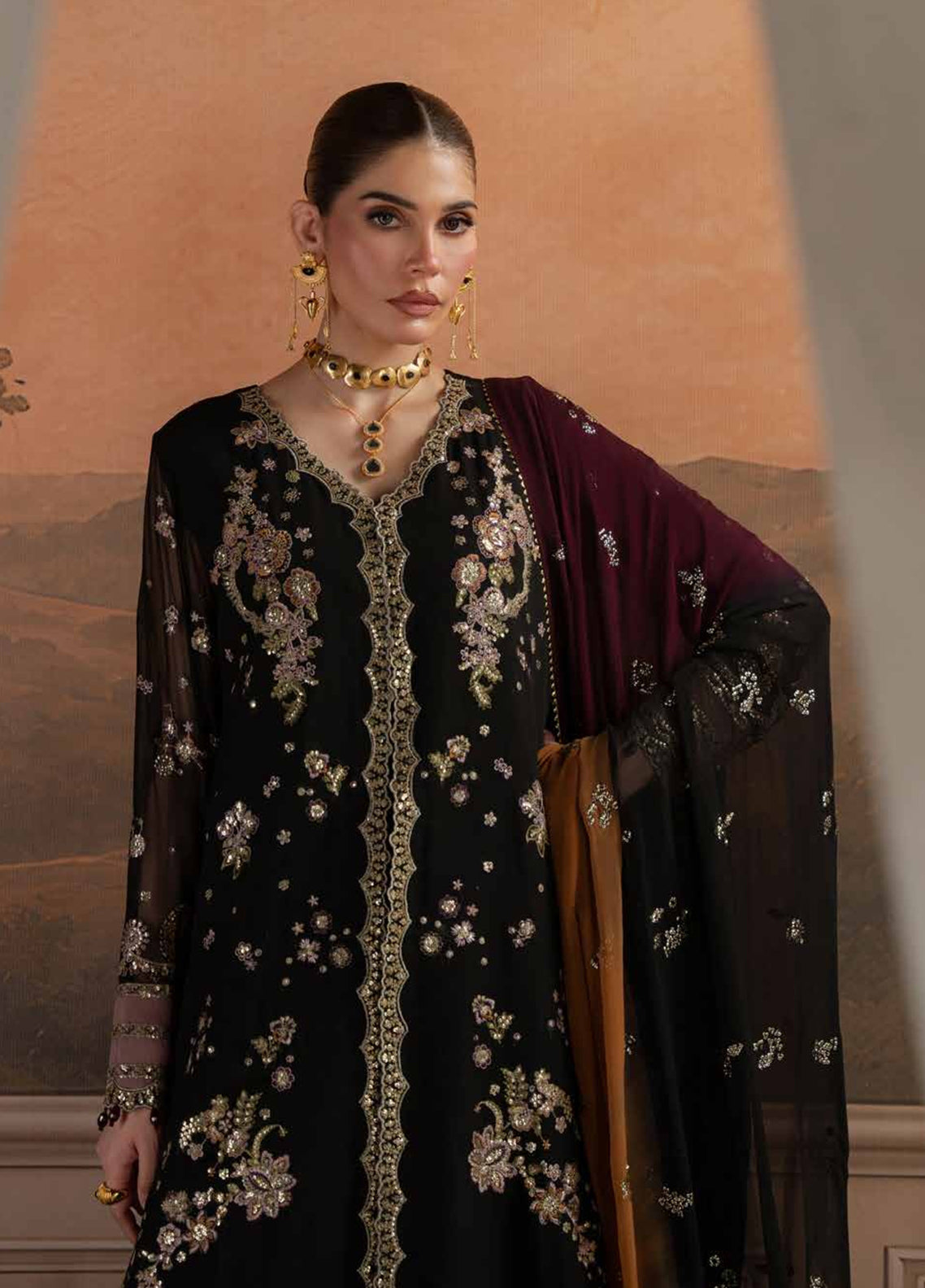 Amaya By Nureh Luxury Embroidered Chiffon 3 Piece Unstitched Suit NU26ALECV2 D-AM-48 Amaya By Nureh Luxury Embroidered Chiffon 3 Piece Unstitched Suit NU26ALECV2 D-AM-48