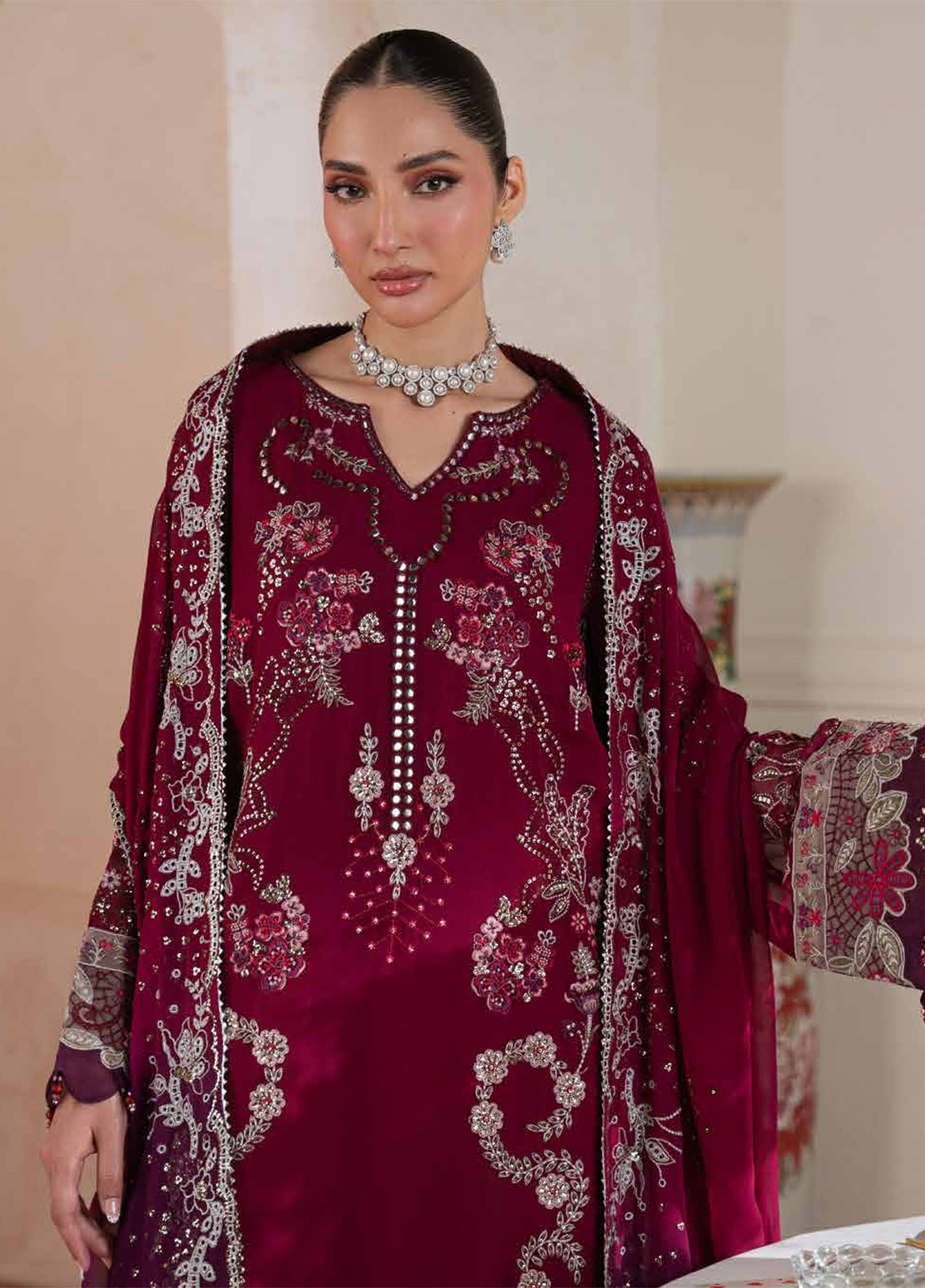 Amaya By Nureh Luxury Embroidered Chiffon 3 Piece Unstitched Suit NU26ALEC D-AM-40 Amaya By Nureh Luxury Embroidered Chiffon 3 Piece Unstitched Suit NU26ALEC D-AM-40